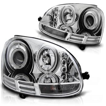 Scheinwerfer CCFL Angel Eyes für VW Golf 5 Jetta 5 Bj. 03-10 Chrom